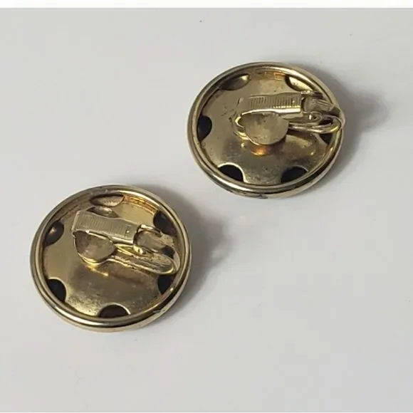 VINTAGE Glossy Button-Style Clip-On Earrings - Picture 4 of 6